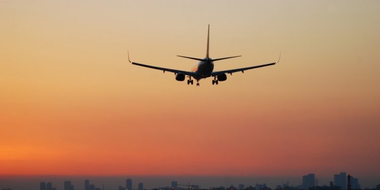 A plane preparing to land