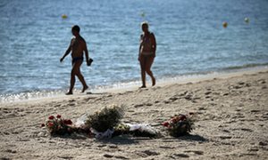 Flowers on a beach in Sousse, Tunisia