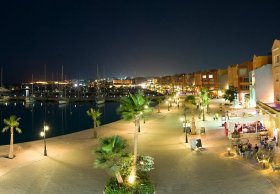 Hurghada Marina Boulevard through the night