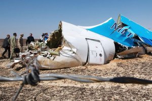 The crash site of a A321 Russian airliner in Wadi al-Zolomat, Sinai Peninsula, Egypt