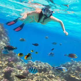 woman snorkelling in debt ocean at Hurghada